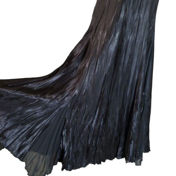 S.L. Fashions black Charmeuse sleeveless crinkle embellished dress size L - Picture 6 of 11